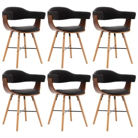 Sillas de comedor 6 uds cuero sintético y madera curvada negro de vidaXL, Sillas de comedor - Ref: Foro24-279492, Precio: 636...