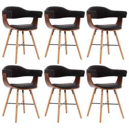 Sillas de comedor 6 uds cuero sintético y madera curvada negro de vidaXL, Sillas de comedor - Ref: Foro24-279492, Precio: 613...