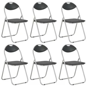 Sillas de comedor plegables 6 unidades cuero sintético negro de vidaXL, Sillas de comedor - Ref: Foro24-278594, Precio: 182,4...