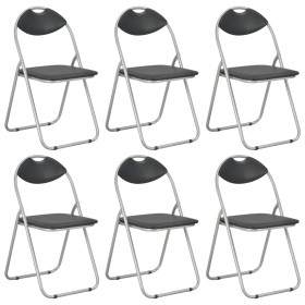 Sillas de comedor plegables 6 unidades cuero sintético negro de vidaXL, Sillas de comedor - Ref: Foro24-278594, Precio: 185,8...