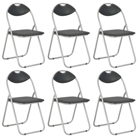 Sillas de comedor plegables 6 unidades cuero sintético negro de vidaXL, Sillas de comedor - Ref: Foro24-278594, Precio: 185,8...