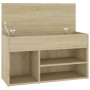 Banco zapatero madera contrachapada roble Sonoma 80x30x45 cm de vidaXL, Zapateros y organizadores de calzado - Ref: Foro24-80...