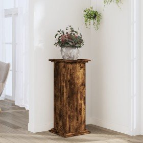 Soportes de plantas madera ingeniería roble ahumado 33x33x80 cm en Soportes para macetas | Comprar online en Foru.es