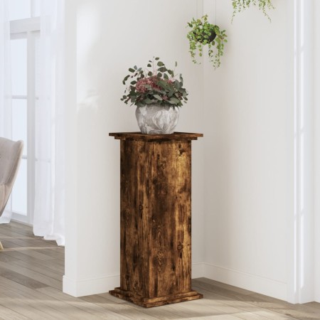 Soportes de plantas madera ingeniería roble ahumado 33x33x80 cm en Soportes para macetas | Comprar online en Foru.es