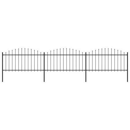 Gartenzaun mit Speerspitzen aus schwarzem Stahl (1,25–1,5) x 5,1 m von vidaXL, Zaunpaneele - Ref: Foro24-277732, Preis: 202,8...