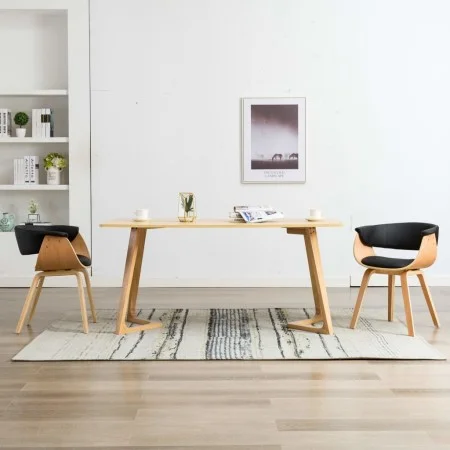 Sillas de comedor 2 uds madera curvada y cuero sintético negro de vidaXL, Sillas de comedor - Ref: Foro24-278733, Precio: 332...