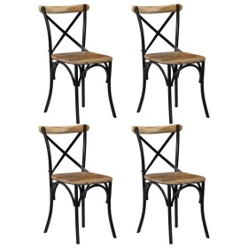 Sillas con respaldo cruzado 4 uds madera maciza de mango negro de vidaXL, Sillas de comedor - Ref: Foro24-278773, Precio: 431...