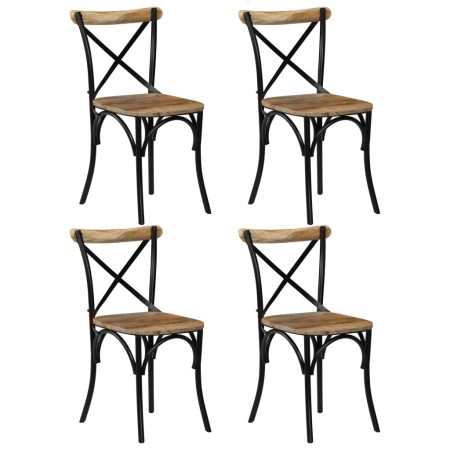 Sillas con respaldo cruzado 4 uds madera maciza de mango negro de vidaXL, Sillas de comedor - Ref: Foro24-278773, Precio: 431...
