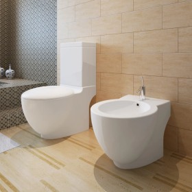 Juego de váter WC y bidé de cerámica blanca de vidaXL, Baños y bidés - Ref: Foro24-270059, Precio: 409,55 €, Descuento: %