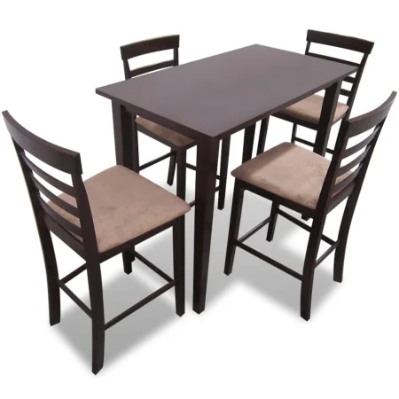 Mesa de bar y 4 taburetes de barra madera marrón de vidaXL, muebles para cocinas y comedores - Ref: Foro24-271833, Precio: 37...