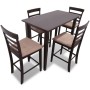 Mesa de bar y 4 taburetes de barra madera marrón de vidaXL, muebles para cocinas y comedores - Ref: Foro24-271833, Precio: 38...