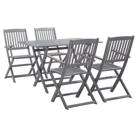 Juego de comedor de jardín 5 pzas madera maciza de acacia gris de vidaXL, Conjuntos de jardín - Ref: Foro24-278921, Precio: 2...