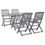 Juego de comedor de jardín 5 pzas madera maciza de acacia gris de vidaXL, Conjuntos de jardín - Ref: Foro24-278921, Precio: 2...