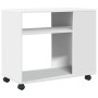 Mesa auxiliar con ruedas madera ingeniería blanco 70x35x60 cm en Mesas auxiliares | Comprar online en Foru.es