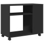 Mesa auxiliar con ruedas madera de ingeniería negra 70x35x60 cm en Mesas auxiliares | Comprar online en Foru.es