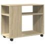 Mesa auxiliar con ruedas madera roble Sonoma 70x35x60 cm en Mesas auxiliares | Comprar online en Foru.es