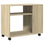 Mesa auxiliar con ruedas madera roble Sonoma 70x35x60 cm en Mesas auxiliares | Comprar online en Foru.es