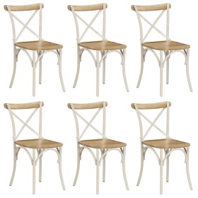 Sillas con respaldo cruzado 6 uds madera maciza de mango blanco de vidaXL, Sillas de comedor - Ref: Foro24-278772, Precio: 60...