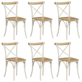Sillas con respaldo cruzado 6 uds madera maciza de mango blanco de vidaXL, Sillas de comedor - Ref: Foro24-278772, Precio: 59...