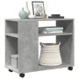 Mesa auxiliar ruedas madera ingeniería gris hormigón 70x35x60cm en Mesas auxiliares | Comprar online en Foru.es