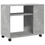 Mesa auxiliar ruedas madera ingeniería gris hormigón 70x35x60cm en Mesas auxiliares | Comprar online en Foru.es