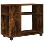 Mesa auxiliar con ruedas madera roble ahumado 70x35x60 cm en Mesas auxiliares | Comprar online en Foru.es
