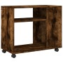 Mesa auxiliar con ruedas madera roble ahumado 70x35x60 cm en Mesas auxiliares | Comprar online en Foru.es
