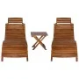 Set de tumbonas con mesita 3 piezas madera maciza de acacia de vidaXL, Tumbonas - Ref: Foro24-279160, Precio: 290,00 €, Descu...