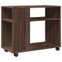 Mesa auxiliar con ruedas madera roble marrón 70x35x60 cm en Mesas auxiliares | Comprar online en Foru.es