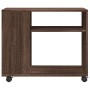 Mesa auxiliar con ruedas madera roble marrón 70x35x60 cm en Mesas auxiliares | Comprar online en Foru.es