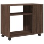 Mesa auxiliar con ruedas madera roble marrón 70x35x60 cm en Mesas auxiliares | Comprar online en Foru.es