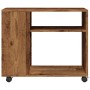 Mesa auxiliar rodante madera ingeniería envejecido 70x35x60 cm en Mesas auxiliares | Comprar online en Foru.es