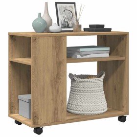 Mesa auxiliar con ruedas madera roble Sonoma 70x35x60 cm en Mesas auxiliares | Comprar online en Foru.es