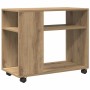 Mesa auxiliar con ruedas madera roble Sonoma 70x35x60 cm en Mesas auxiliares | Comprar online en Foru.es