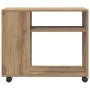 Mesa auxiliar con ruedas madera roble Sonoma 70x35x60 cm en Mesas auxiliares | Comprar online en Foru.es