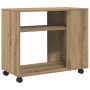 Mesa auxiliar con ruedas madera roble Sonoma 70x35x60 cm en Mesas auxiliares | Comprar online en Foru.es