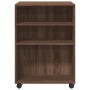 Mesa auxiliar ruedas madera ingeniería marrón roble 55x60x78 cm en Armarios archivadores | Comprar online en Foru.es