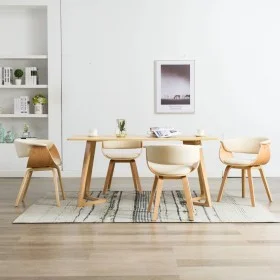 Dining chairs 4 pcs curved wood and cream synthetic leather by vidaXL, dining chairs - Ref: Foro24-278731, Price: 908,00 €, D...
