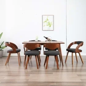 Dining chairs 6 units curved wood and dark gray fabric by vidaXL, dining chairs - Ref: Foro24-278843, Price: 860,26 €, Discou...