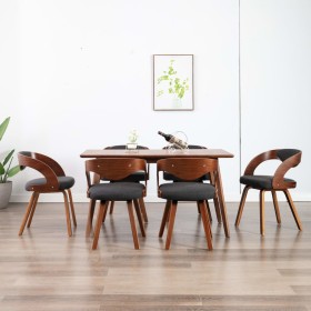 Sillas de comedor 6 unidades madera curvada y tela gris oscuro de vidaXL, Sillas de comedor - Ref: Foro24-278843, Precio: 942...