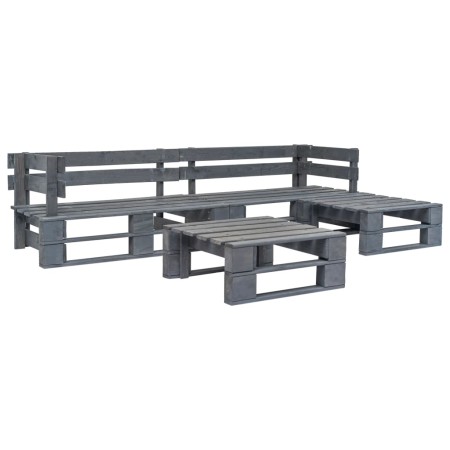 Set de muebles de palés para jardín 4 piezas madera gris de vidaXL, Conjuntos de jardín - Ref: Foro24-276316, Precio: 226,73 ...