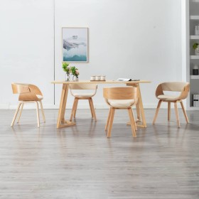 Sillas de comedor 4 uds madera curvada y cuero sintético crema de vidaXL, Sillas de comedor - Ref: Foro24-278863, Precio: 610...