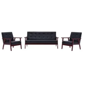 3-Piece Black Faux Leather Sofa Set by vidaXL, Sofas - Ref: Foro24-279136, Price: 455,25 €, Discount: %