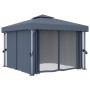 Cenador con cortina gris antracita aluminio 3x3 m de vidaXL, Carpas y cenadores - Ref: Foro24-3053378, Precio: 524,45 €, Desc...