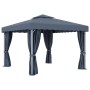 Cenador con cortina gris antracita aluminio 3x3 m de vidaXL, Carpas y cenadores - Ref: Foro24-3053378, Precio: 524,45 €, Desc...