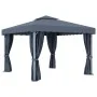 Cenador con cortina gris antracita aluminio 3x3 m de vidaXL, Carpas y cenadores - Ref: Foro24-3053378, Precio: 509,57 €, Desc...