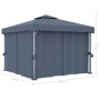 Cenador con cortina gris antracita aluminio 3x3 m de vidaXL, Carpas y cenadores - Ref: Foro24-3053378, Precio: 524,45 €, Desc...