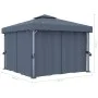 Cenador con cortina gris antracita aluminio 3x3 m de vidaXL, Carpas y cenadores - Ref: Foro24-3053378, Precio: 509,57 €, Desc...