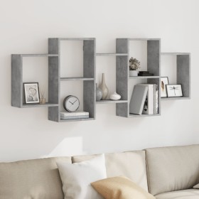 Estante de pared madera ingeniería gris hormigón 159x18x65 cm en Estanterías | Comprar online en Foru.es