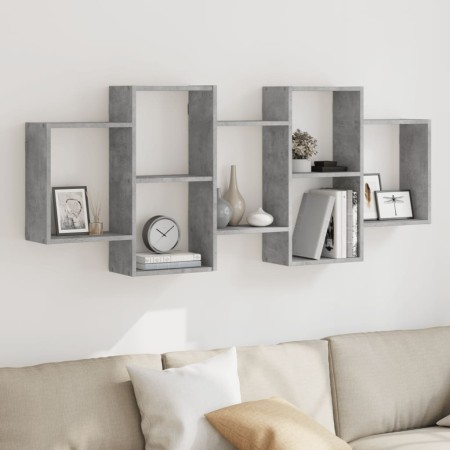 Estante de pared madera ingeniería gris hormigón 159x18x65 cm en Estanterías | Comprar online en Foru.es